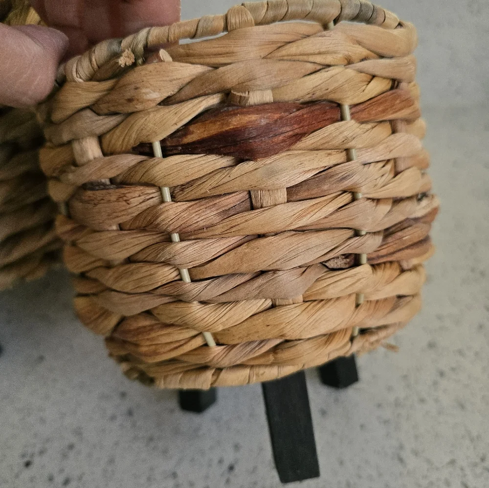 Target Woven Rattan Planters with Black Legs - Natural Brown